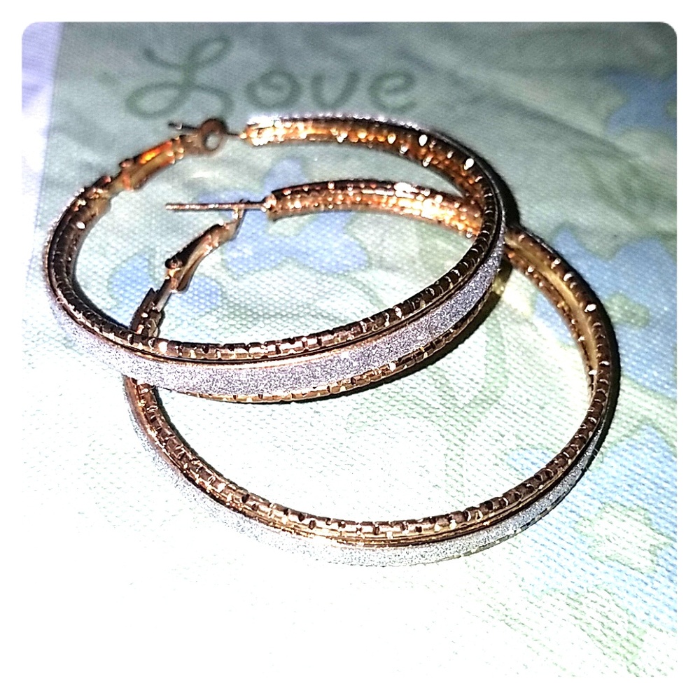 Gold and Silver Sparkling Hoop Earrings